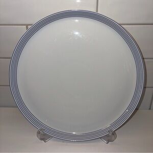 Classic Dinner Plate with Blue Stripes Crate and Barrel Monno Bangladesh 10”